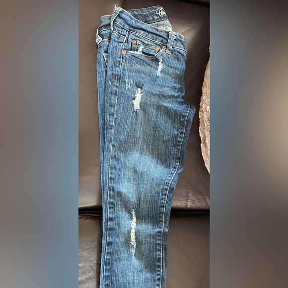American Eagle distressed, skinny 77, stretch, low rise, jeans size 0 Reg - Picture 6 of 10